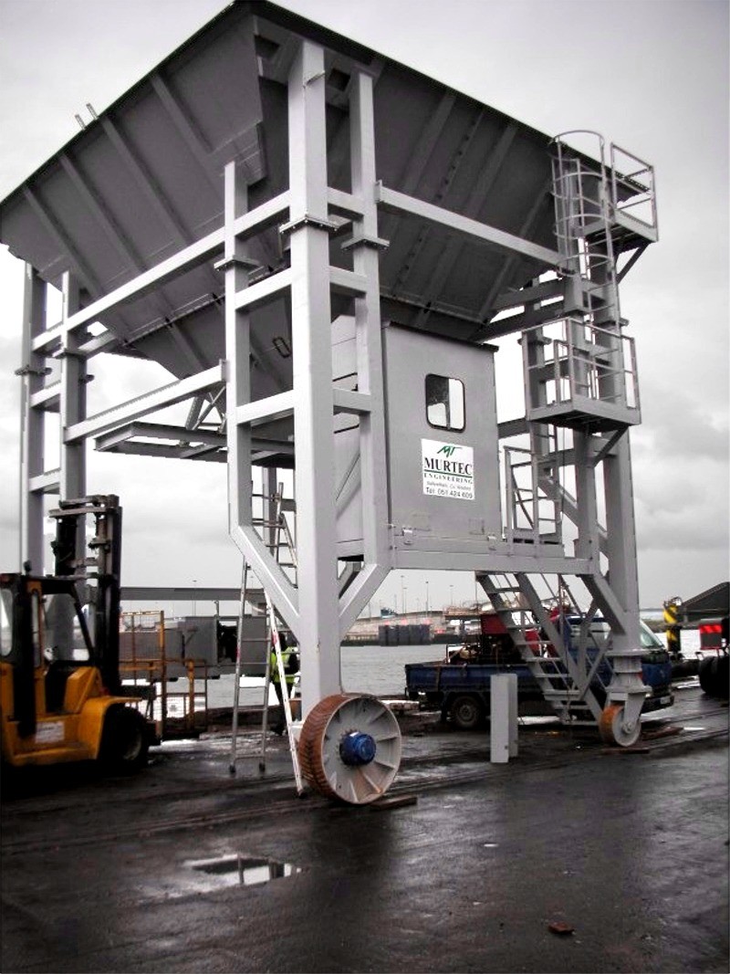 Stainless steel hopper manufactured by Murtech Engineering Ltd., Stainless Steel Fabrication, Ireland at docks